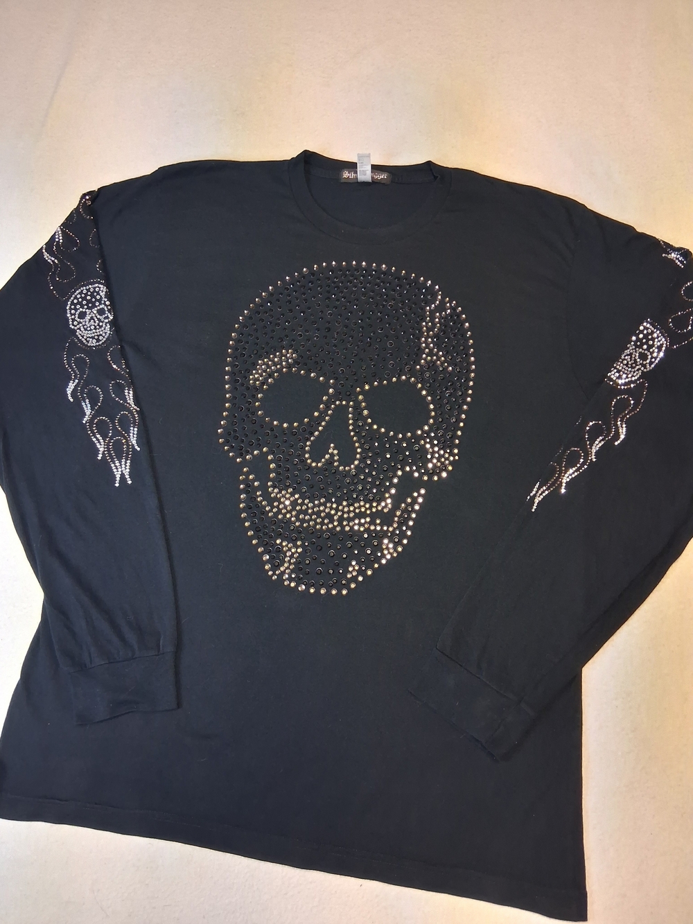 Studded Skull Long-Sleeve Tee - Black